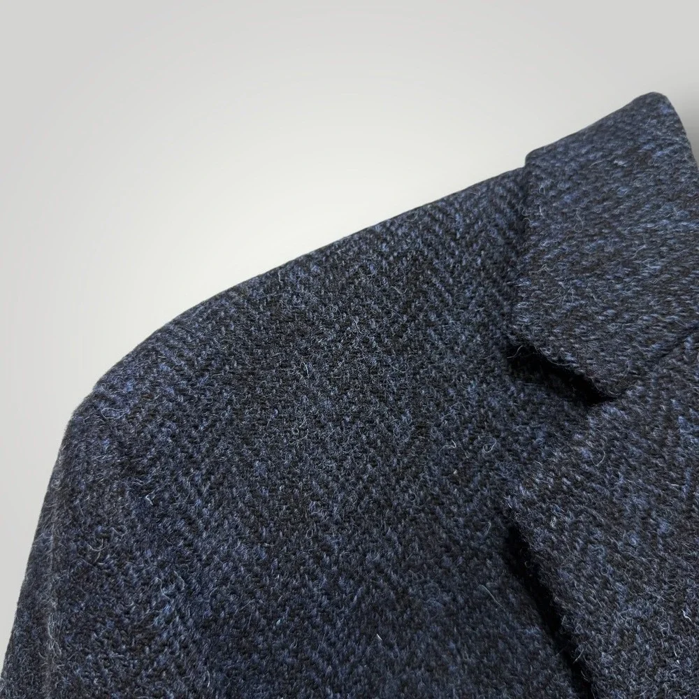 Brooks Brothers Harris‎ Tweed Wool Blazer Navy Blue Herringbone Regent Fit 44R
